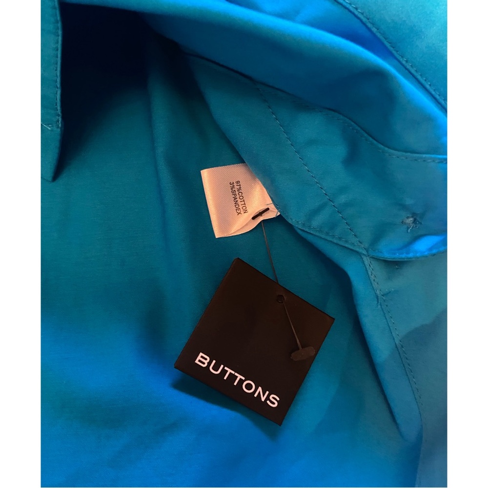 NWT VISION 155 Turquoise Mandarin Collar Button Tunic Top Blouse 12 - Picture 8 of 11